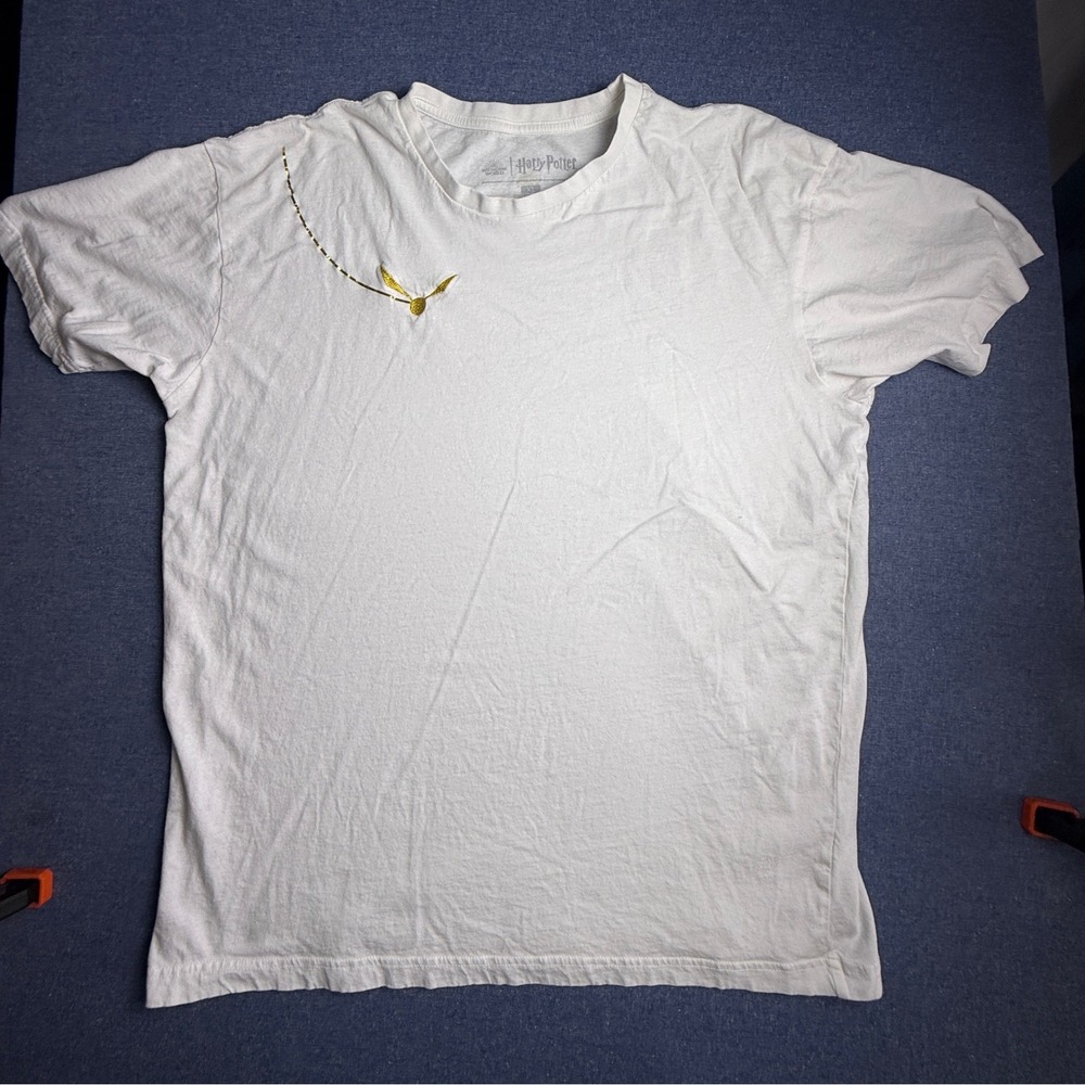 Harry Potter The Exhibition Golden Snitch White Gold Foil T-Shirt XL T1030